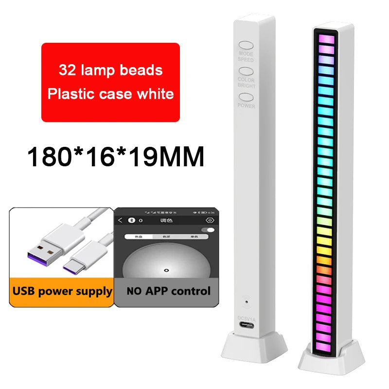 RGB Lamp LED Strip Lights Pickup Light Sound Control Lamp Ambient Light Smart APP Control Music Rhythm For Game Desktop Light