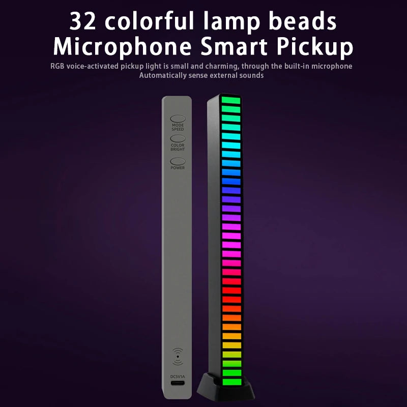 RGB Lamp LED Strip Lights Pickup Light Sound Control Lamp Ambient Light Smart APP Control Music Rhythm For Game Desktop Light