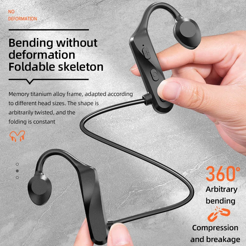 K69 Bone Conduction Earphones Bluetooth Hifi Music Headphones Sport Ear-hook Wireless Headsets with Mic Waterproof Earbuds