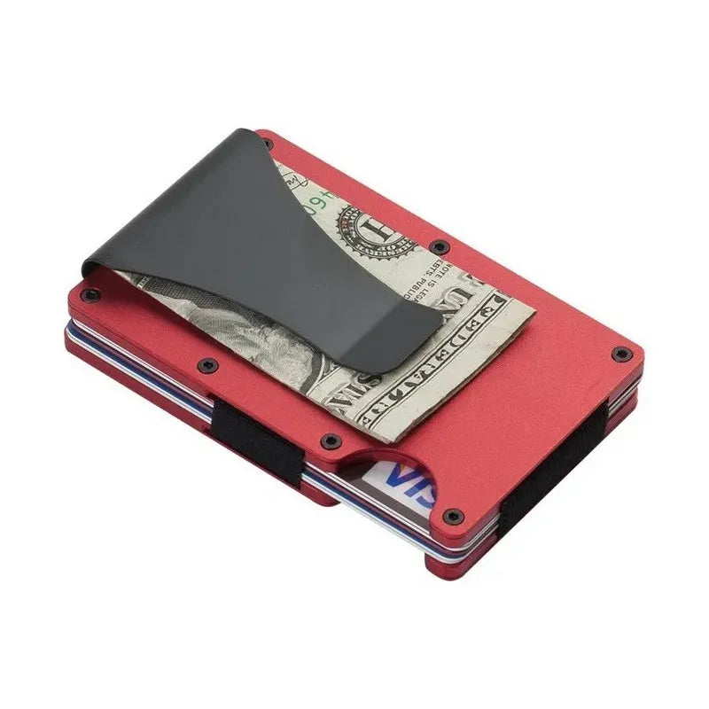 Metallic Mini Thin Minimalist RFID Blocking Credit Card Holders for Men Women Luxury Business Small Wallet Money Clip