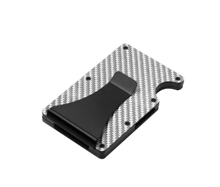 Money Clip for Men,RFID Blocking Carbon Fiber Wallet,Minimalist Slim Wallet with Front Pocket,Aluminum Metal Credit Card Holder