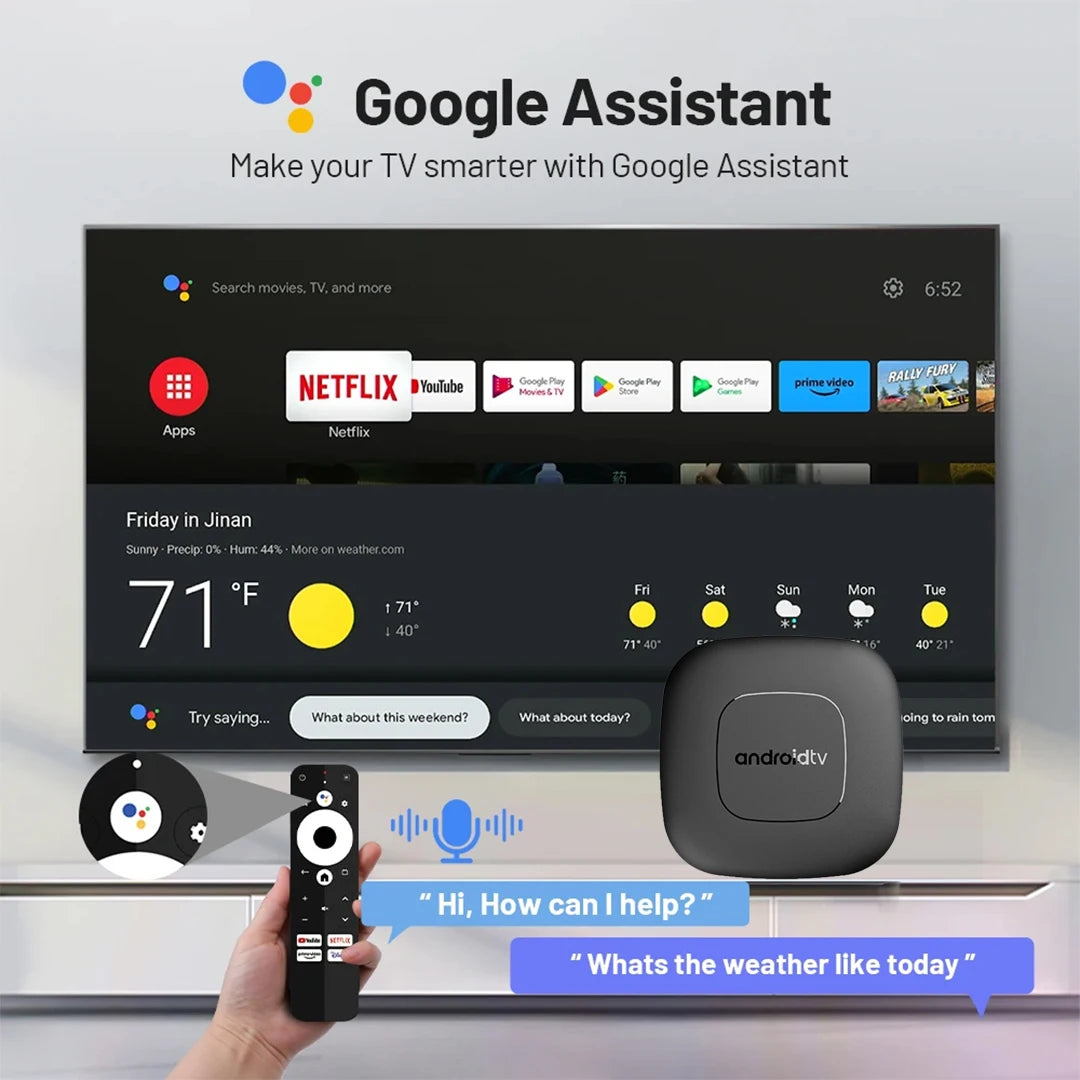 Smart TV Box Streaming Media Player Global Version Mortal T1 Bluetooth Google Assistant Android13 AllwinnerH313 2.4G&5G Wifi 4K