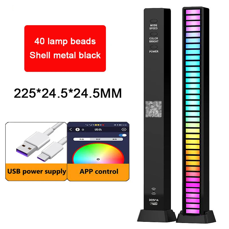 RGB Lamp LED Strip Lights Pickup Light Sound Control Lamp Ambient Light Smart APP Control Music Rhythm For Game Desktop Light