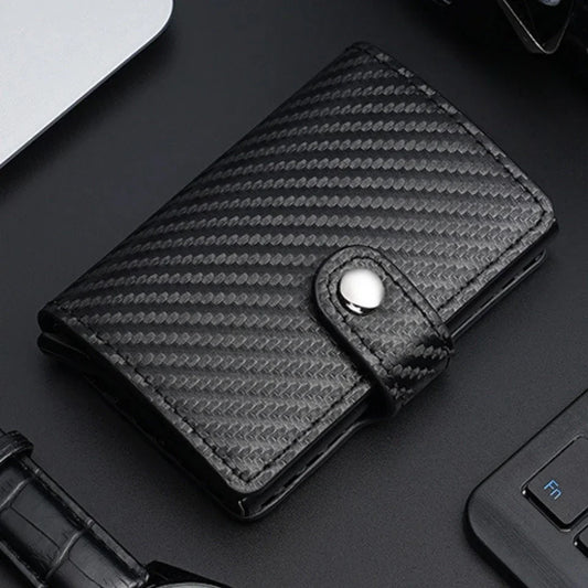 Carbon Fiber Credit Card Holder Wallet Men Rfid Smart Meral Thin Slim Pop Up Minimalist Wallet Small Black Purse Metal Wallet