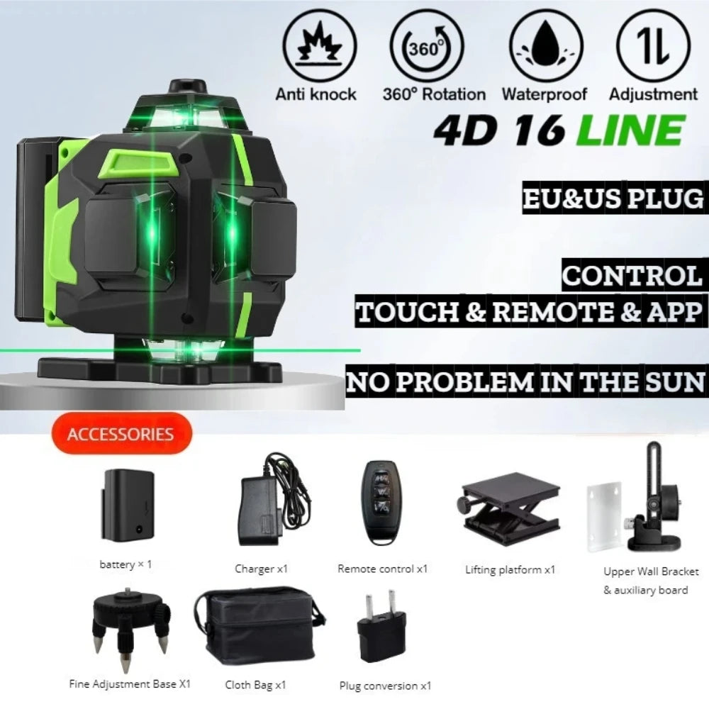 16 Lines Laser Level Green Line SelfLeveling 360 Horizontal And Vertical Professional Building Mini Laser Level