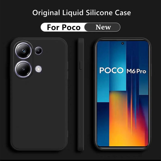 For Poco M6 Pro Cover Case For Xiaomi Poco M6 Pro Fundas Coque Soft TPU Original Liquid Silicone Luxury Back Case Poco M6 Pro 4G