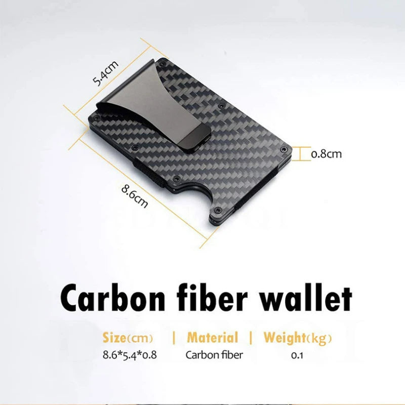 Money Clip for Men,RFID Blocking Carbon Fiber Wallet,Minimalist Slim Wallet with Front Pocket,Aluminum Metal Credit Card Holder