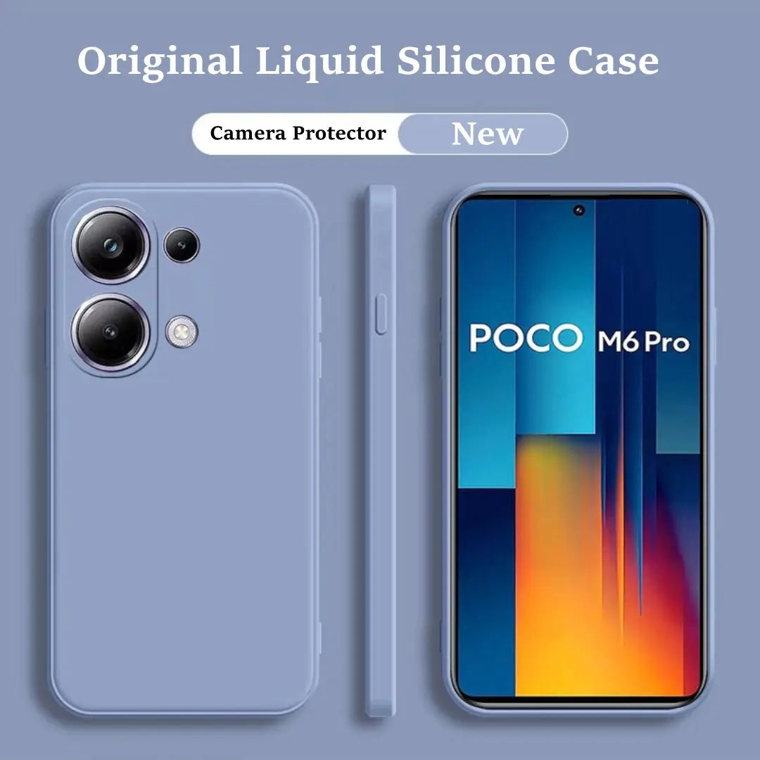 For Poco M6 Pro Cover Case For Xiaomi Poco M6 Pro Fundas Coque Soft TPU Original Liquid Silicone Luxury Back Case Poco M6 Pro 4G