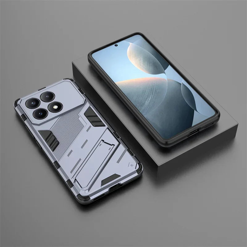 For POCO X6 M6 Pro Case Car Magnetic Armor Shockproof Stand Protection Back Cover for POCO X5 X4 Pro X3 F5 Pro F4 F3 GT Cases