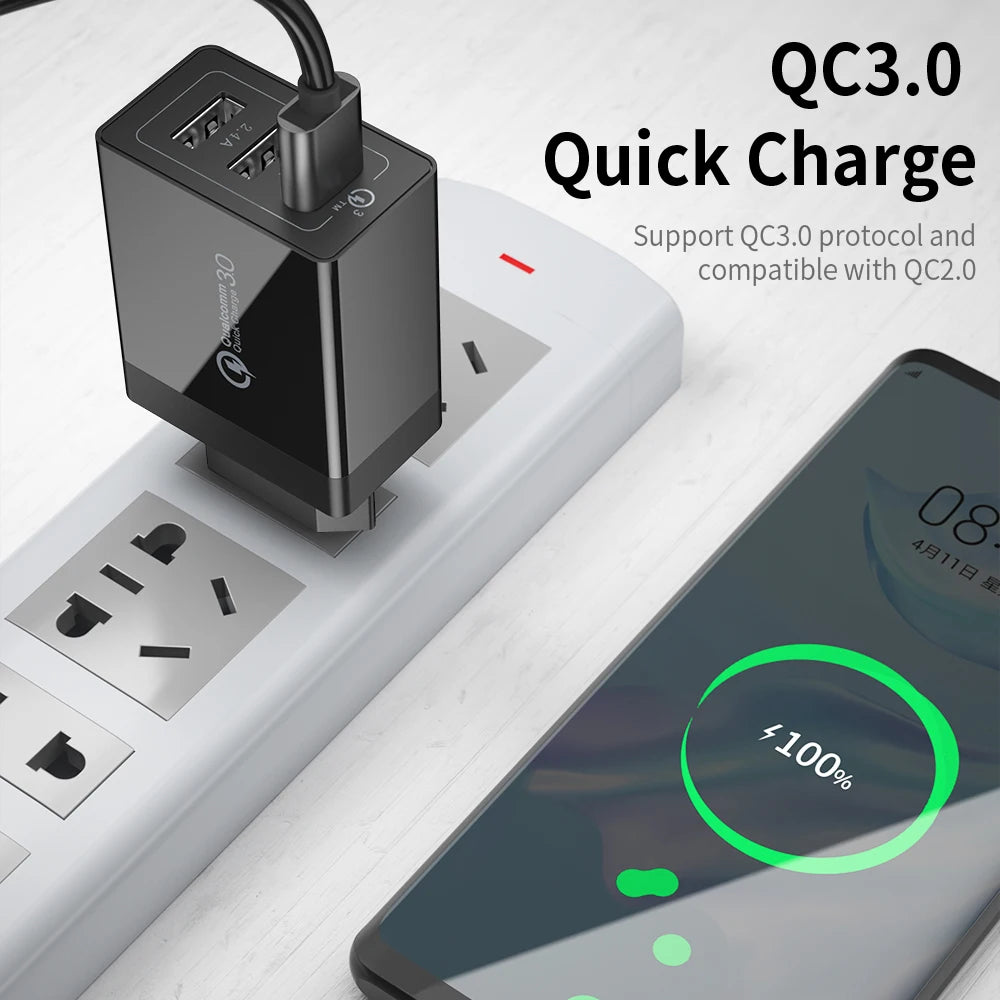 Essager 30W USB Type C Charger Quick Charge 3.0 For iPhone 14 Samsung Xiaomi 3 Port Multi Plug Wall Mobile Phone Fast Charging