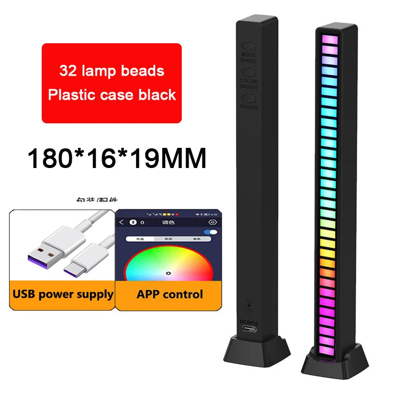 RGB Lamp LED Strip Lights Pickup Light Sound Control Lamp Ambient Light Smart APP Control Music Rhythm For Game Desktop Light