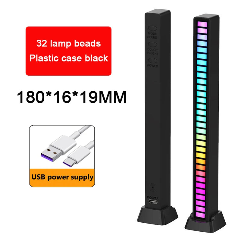 RGB Lamp LED Strip Lights Pickup Light Sound Control Lamp Ambient Light Smart APP Control Music Rhythm For Game Desktop Light