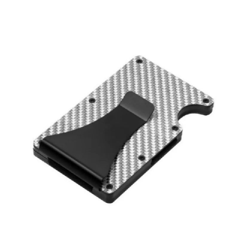 Money Clip for Men,RFID Blocking Carbon Fiber Wallet,Minimalist Slim Wallet with Front Pocket,Aluminum Metal Credit Card Holder