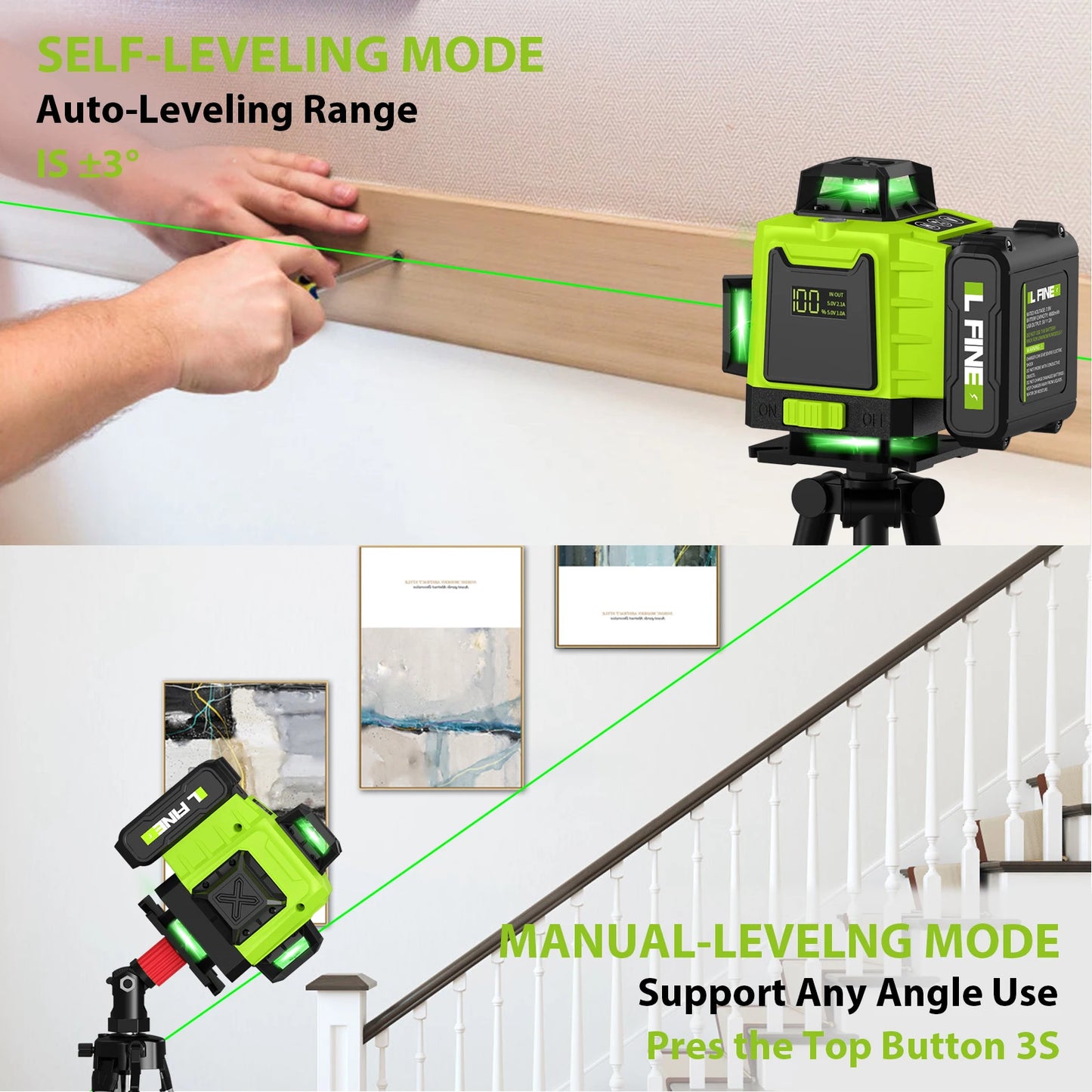 Lfine 4D 16 Lines 360°Self-leveling Laser Levels with Tripod and Suitcase Horizontal And Vertical Professional Laser Level Tool