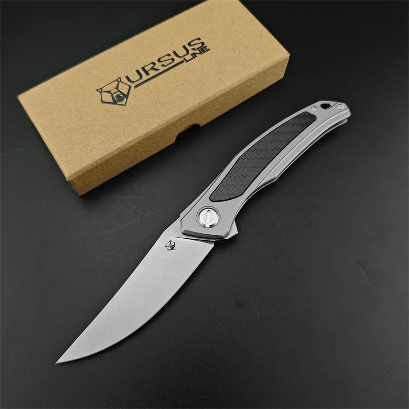 Folding Pocket EDC Knife D2 Blade 420 Steel Inlaid Carbon Fiber Handle Camping Outdoor Utility Survival Knives