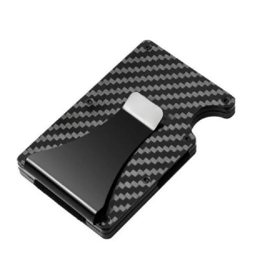 Money Clip for Men,RFID Blocking Carbon Fiber Wallet,Minimalist Slim Wallet with Front Pocket,Aluminum Metal Credit Card Holder