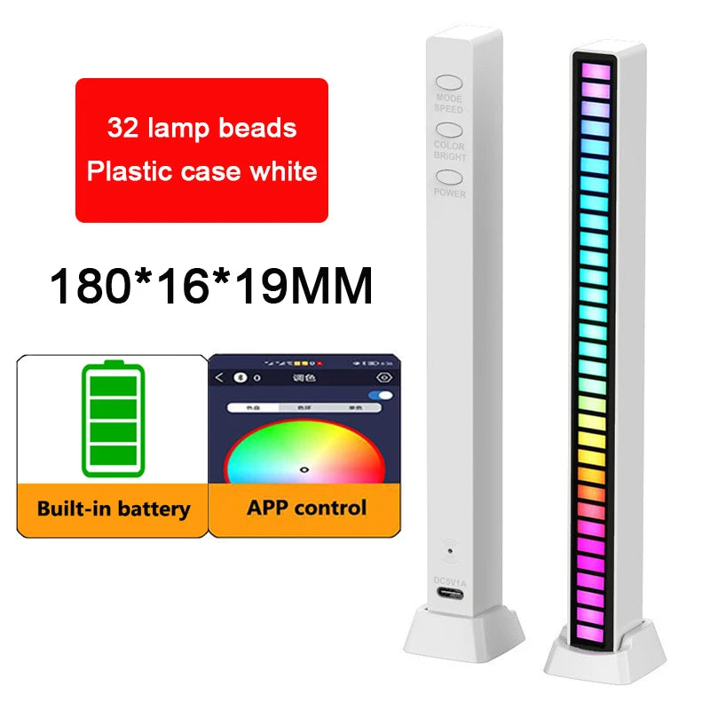 RGB Lamp LED Strip Lights Pickup Light Sound Control Lamp Ambient Light Smart APP Control Music Rhythm For Game Desktop Light