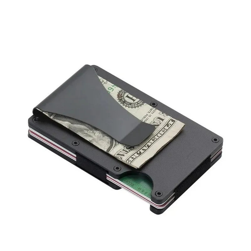 Metallic Mini Thin Minimalist RFID Blocking Credit Card Holders for Men Women Luxury Business Small Wallet Money Clip