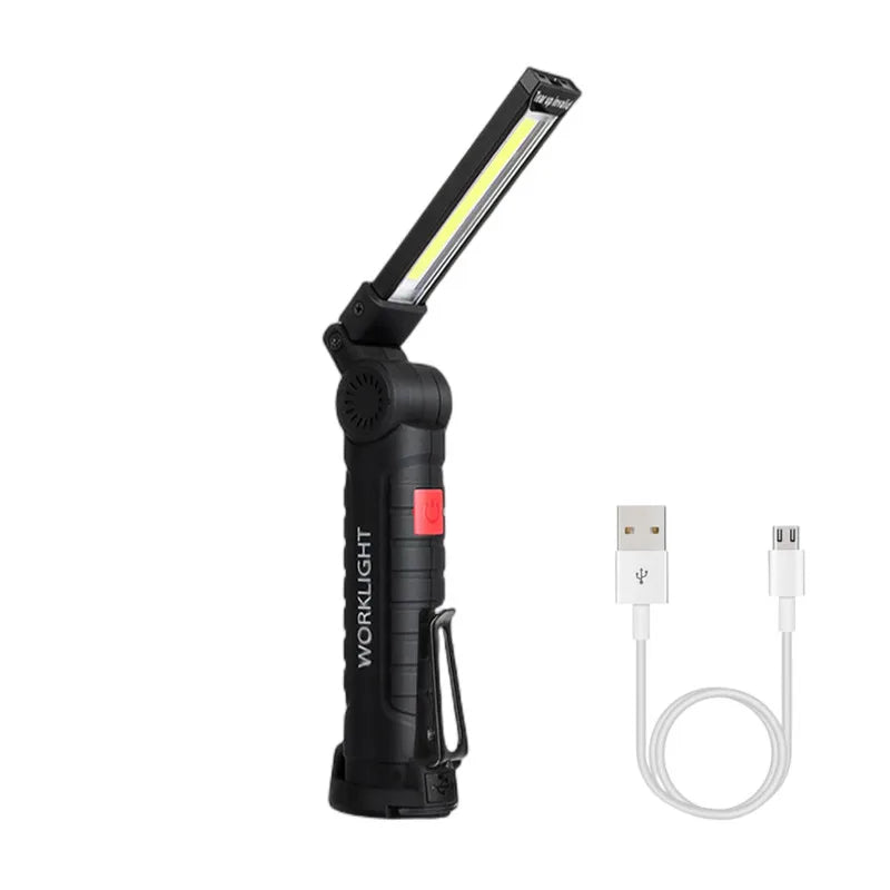 New Portable COB LED Flashlight USB Rechargeable Work Light Magnetic Lanterna Hanging Lamp with Built-in Battery Camping Torch