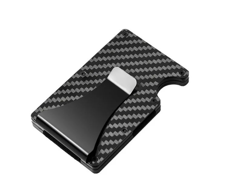 Money Clip for Men,RFID Blocking Carbon Fiber Wallet,Minimalist Slim Wallet with Front Pocket,Aluminum Metal Credit Card Holder