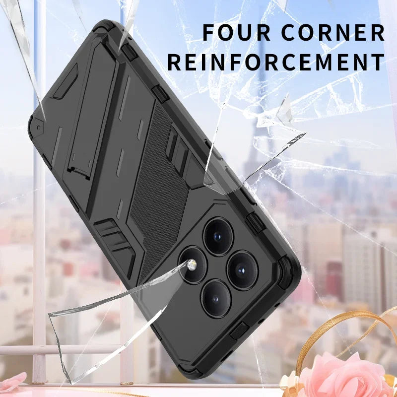 For POCO X6 M6 Pro Case Car Magnetic Armor Shockproof Stand Protection Back Cover for POCO X5 X4 Pro X3 F5 Pro F4 F3 GT Cases