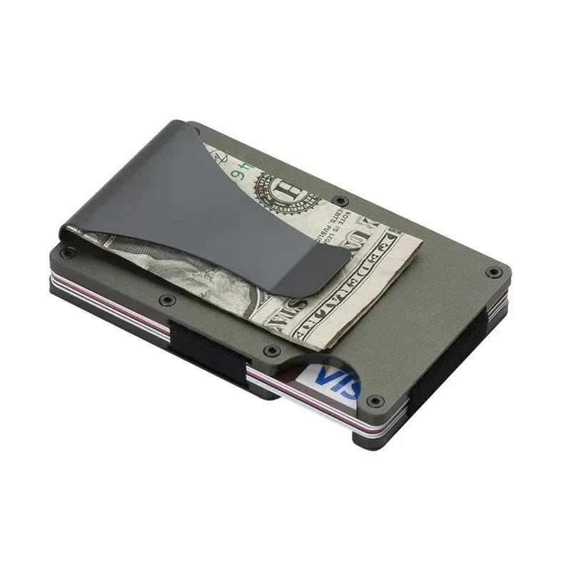 Metallic Mini Thin Minimalist RFID Blocking Credit Card Holders for Men Women Luxury Business Small Wallet Money Clip