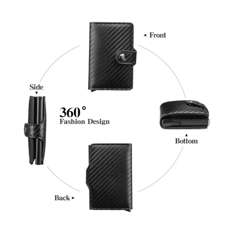 Carbon Fiber Credit Card Holder Wallet Men Rfid Smart Meral Thin Slim Pop Up Minimalist Wallet Small Black Purse Metal Wallet