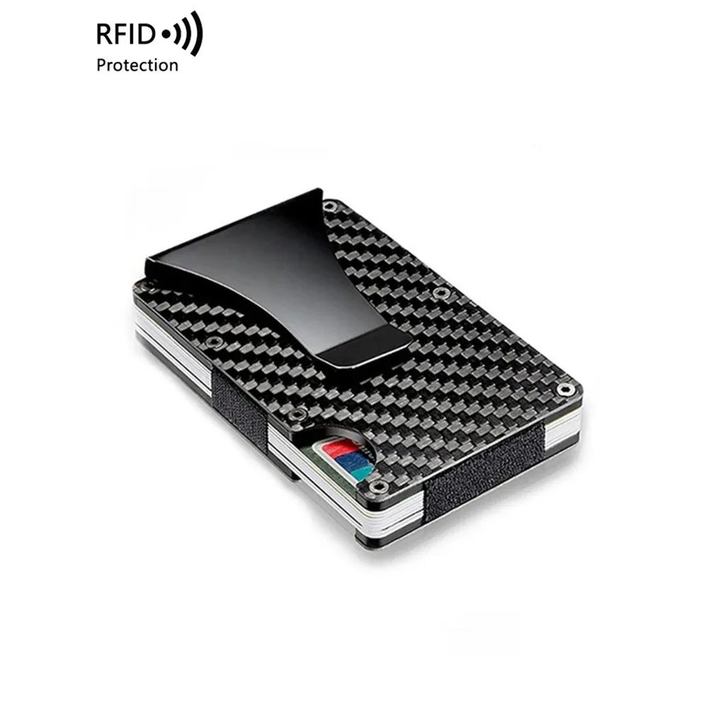 Metallic Mini Thin Minimalist RFID Blocking Credit Card Holders for Men Women Luxury Business Small Wallet Money Clip