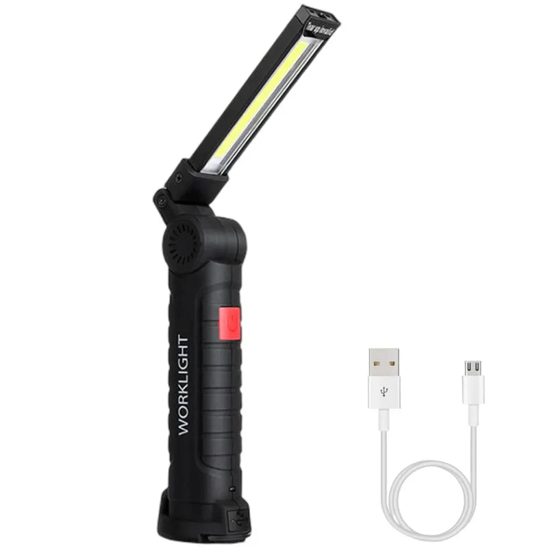 New Portable COB LED Flashlight USB Rechargeable Work Light Magnetic Lanterna Hanging Lamp with Built-in Battery Camping Torch