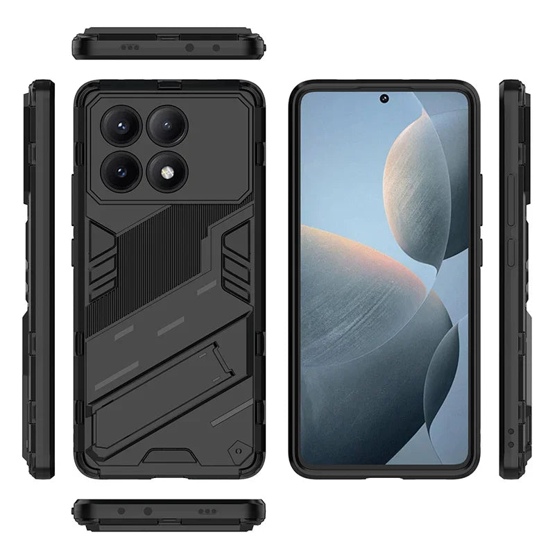 For POCO X6 M6 Pro Case Car Magnetic Armor Shockproof Stand Protection Back Cover for POCO X5 X4 Pro X3 F5 Pro F4 F3 GT Cases