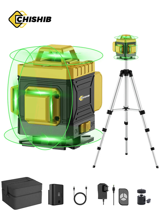 CHISHIB  4D 16 Lines Professional Laser level with 39.37 Inch (1M)Tripod  360°Self-leveling Laser Levels Green Beam Nivel Laser