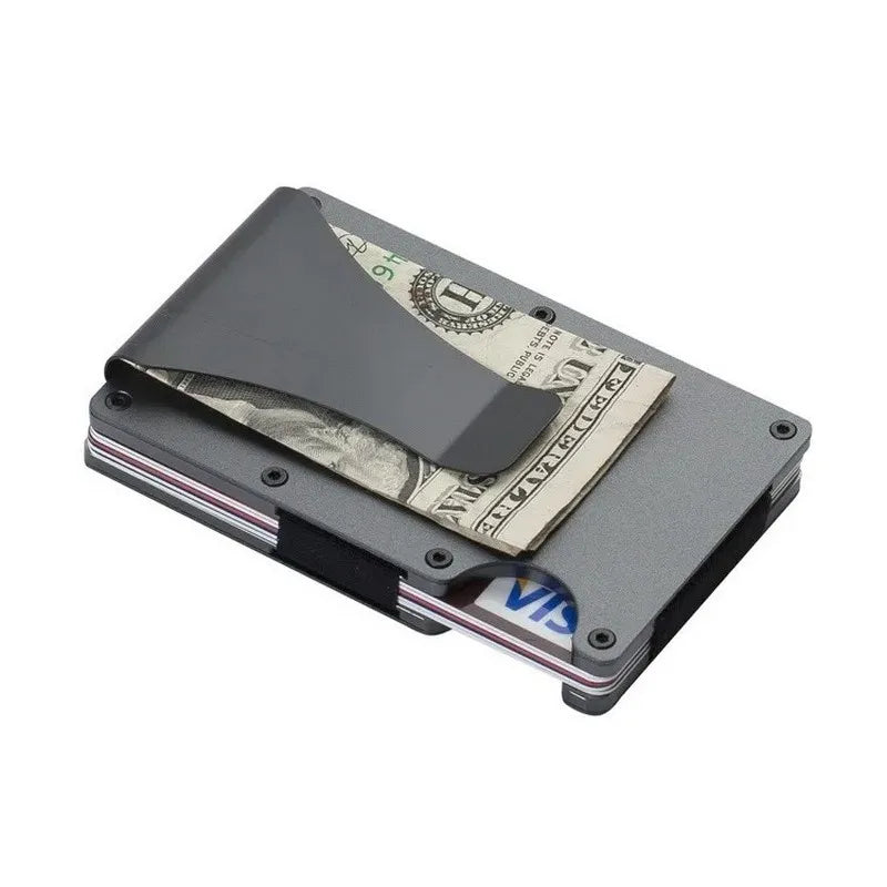 Metallic Mini Thin Minimalist RFID Blocking Credit Card Holders for Men Women Luxury Business Small Wallet Money Clip