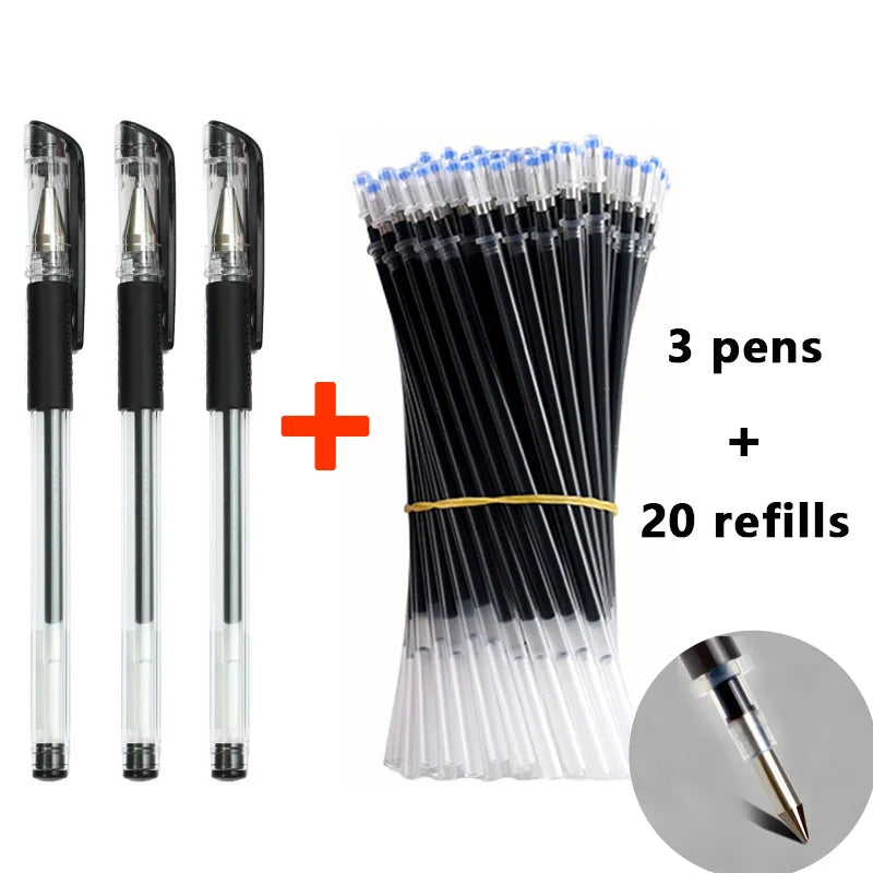 Gel pens Set Black Blue Red Refill Gel Pen Bullet Tip 0.5mm School & office Supplies Stationery kawaii accessories stationery