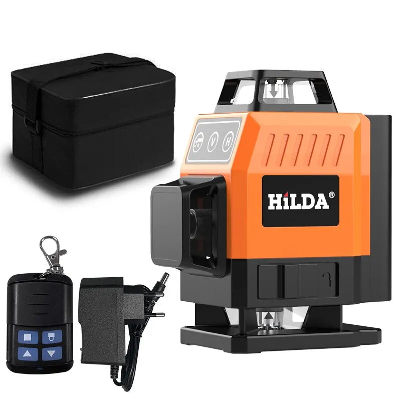 HILDA 16/12 Lines Laser Level Green Line SelfLeveling 360 Horizontal And Vertical Super Powerful Laser Level Green Beam