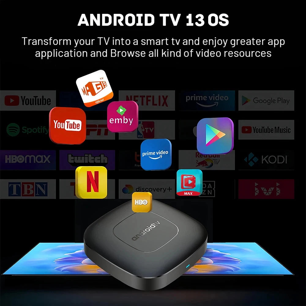 Smart TV Box Streaming Media Player Global Version Mortal T1 Bluetooth Google Assistant Android13 AllwinnerH313 2.4G&5G Wifi 4K