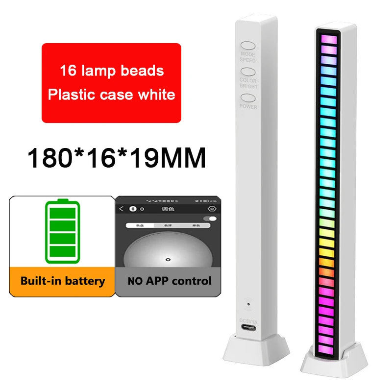 RGB Lamp LED Strip Lights Pickup Light Sound Control Lamp Ambient Light Smart APP Control Music Rhythm For Game Desktop Light