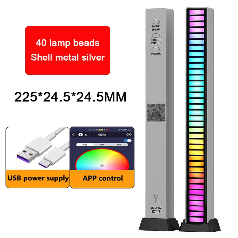 RGB Lamp LED Strip Lights Pickup Light Sound Control Lamp Ambient Light Smart APP Control Music Rhythm For Game Desktop Light