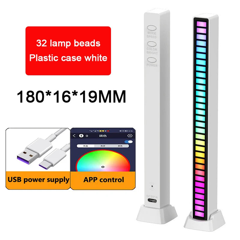 RGB Lamp LED Strip Lights Pickup Light Sound Control Lamp Ambient Light Smart APP Control Music Rhythm For Game Desktop Light