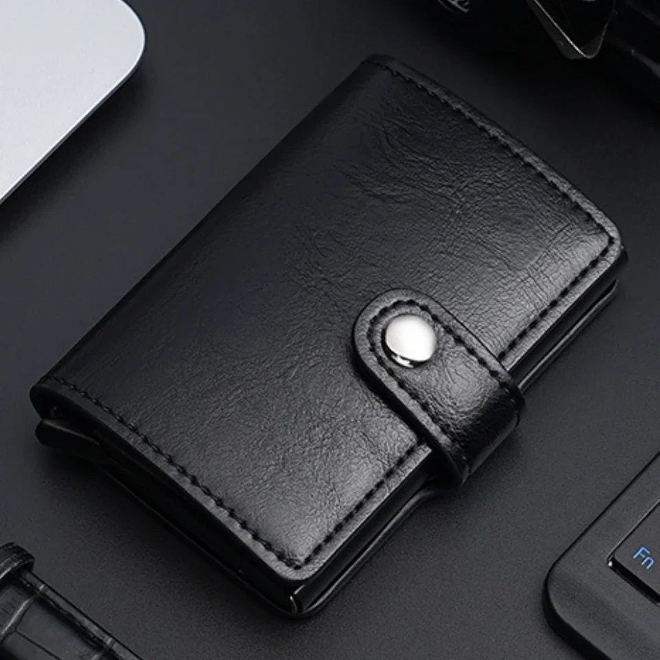 Carbon Fiber Credit Card Holder Wallet Men Rfid Smart Meral Thin Slim Pop Up Minimalist Wallet Small Black Purse Metal Wallet