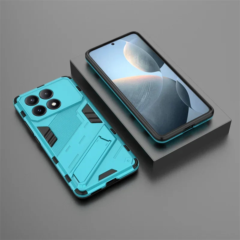 For POCO X6 M6 Pro Case Car Magnetic Armor Shockproof Stand Protection Back Cover for POCO X5 X4 Pro X3 F5 Pro F4 F3 GT Cases